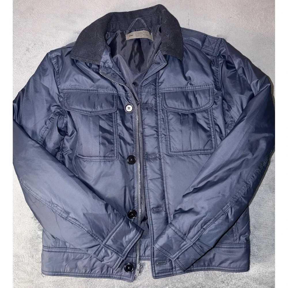 Gap Mens Navy Blue Quilted Nylon Field Jacket XS Puffer Utility Coat RN54023